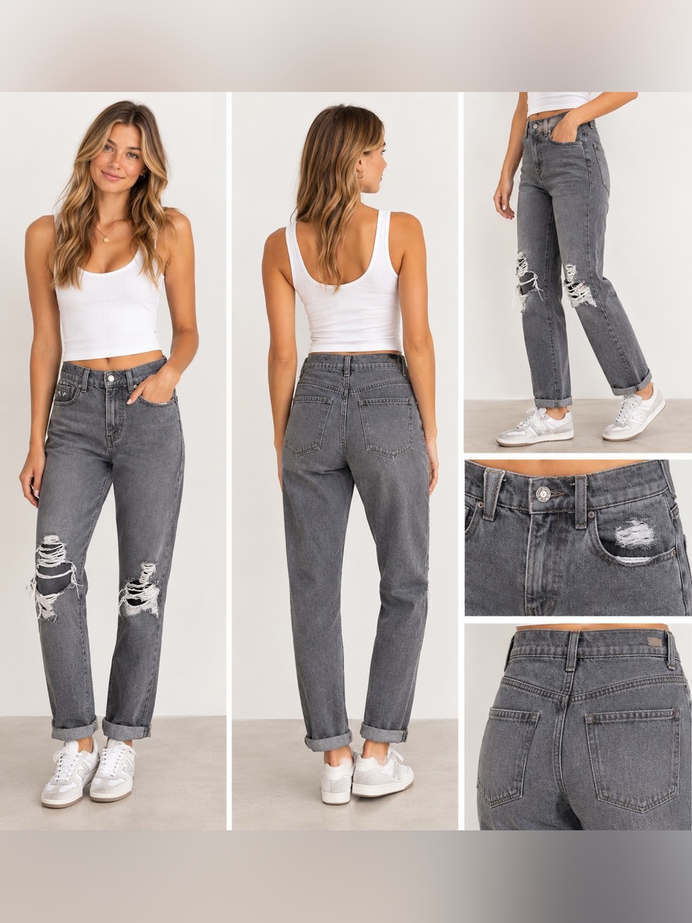 RSQ 90’s Jean Gray Distressed Jeans